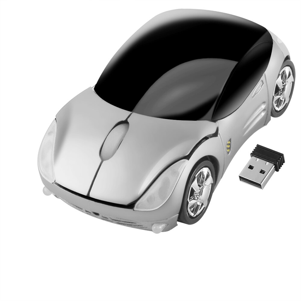 2.4G Wireless Mouse Mini Cute 3D Car Shape Computer Mause 1600 DPI USB Optical Kid Girl Small Mice For Laptop PC Notebook: Only Silver Mouse