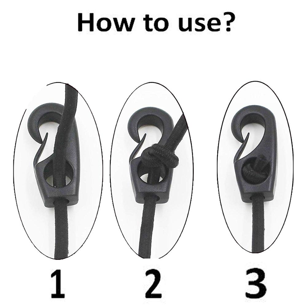 Gancho para cordones Kayak cuerda elástica de nailon Terminal Tabbed S ganchos para cordones de choque 3/16, 13/64, 7/32, 15/64, 1/4, 17/64, 9/32, 19/64, pulgadas