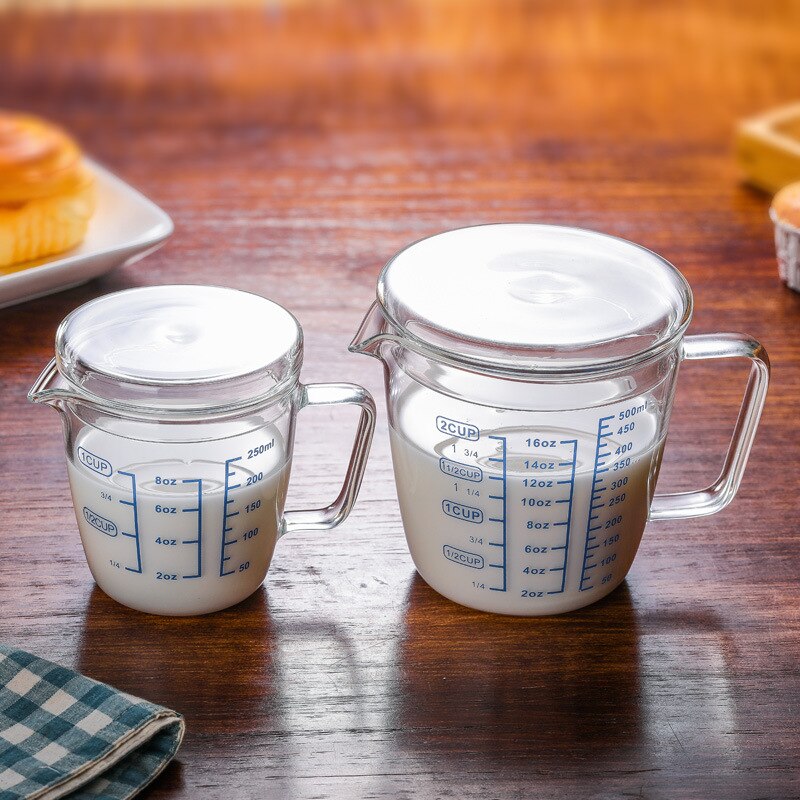 Hittebestendig Hoge Borosilicaatglas Maatbeker Met Schaal Voor Huishoudelijke Keuken Koken Kids Dieet Keuken Accessoires