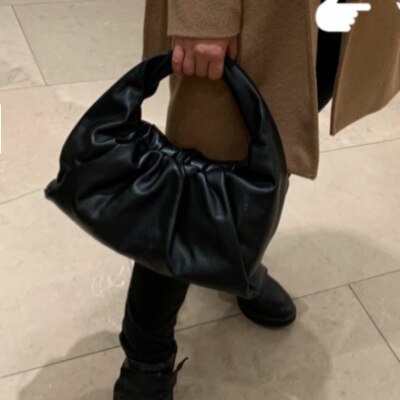 Pu skuldertasker til kvinder blødt læder håndtasker retro ensfarvet underarm tasker dame håndtaske skuldertaske