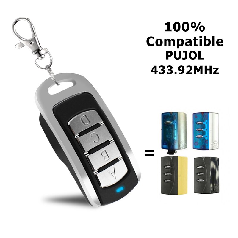 PUJOL garage door remote control 433.92MHz rolling code transmitter opener keychain replacement