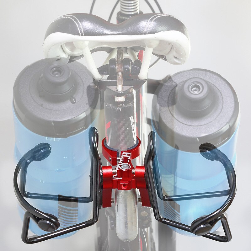 Mzyrh cykel dobbelt vandflaske burholder monteringsadapter justerbar kompatibel cykel sæde ryg vandflaske holder bur r