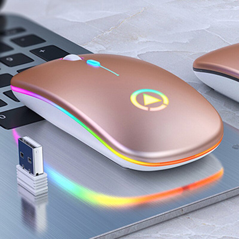 White 2.4G Wireless Mouse Silent Mute Rechargeable Computer Accessories Office Bluetooth Mice With USB Cable