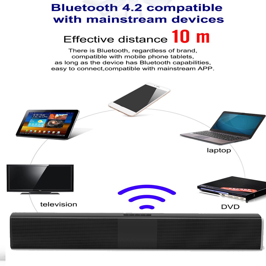 20W Wireless Colume Bluetooth Speaker TV Soundbar Stereo Sound Home Theater Sound Bar