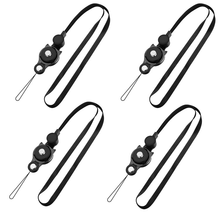 Kawaii Lanyard Riem Voor Telefoon Leuke Kat Vinger Ring Lanyard Voor Mobiele Telefoon Neck Touw Smartphone Accessoires: 4pcs M04 black