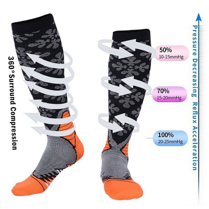 Compression Socks Knee High/Long Printed Polyester Nylon Hosiery Cycling socks For Women Men