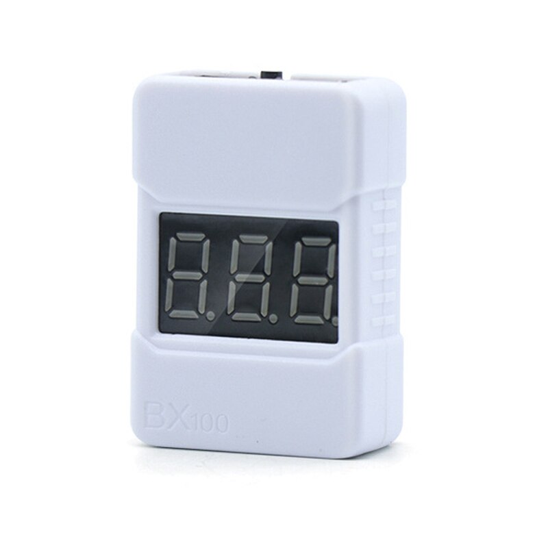 Sort/hvid  bx100 1-8s batteri tester/ lav buzzer alarm/ batteri med højttalere: Hvid