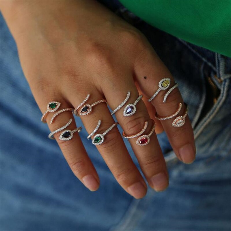 Simple Snake Ring 925 Sterling silver AAAAA cz Sizeable Promise Wedding Band Rings for Women Bridal Party Finger Jewelry