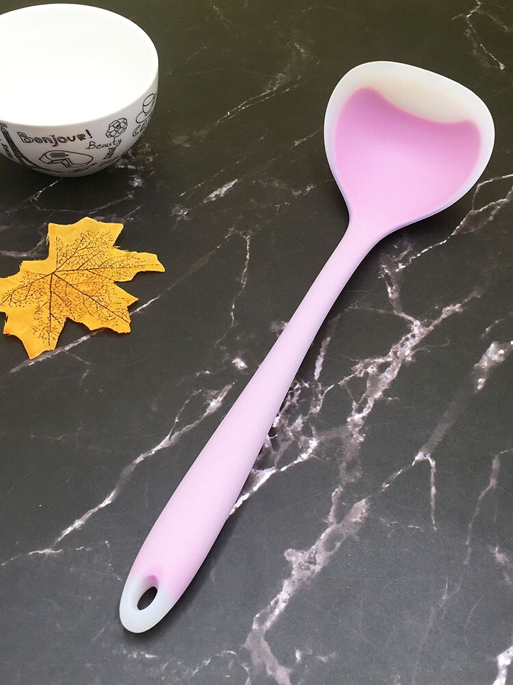 Long Handle Silicone Soup Spoon High-Temperature Anti Handle Non-Stick Large Food Spoons Cooking Utensils Kitchen Tool