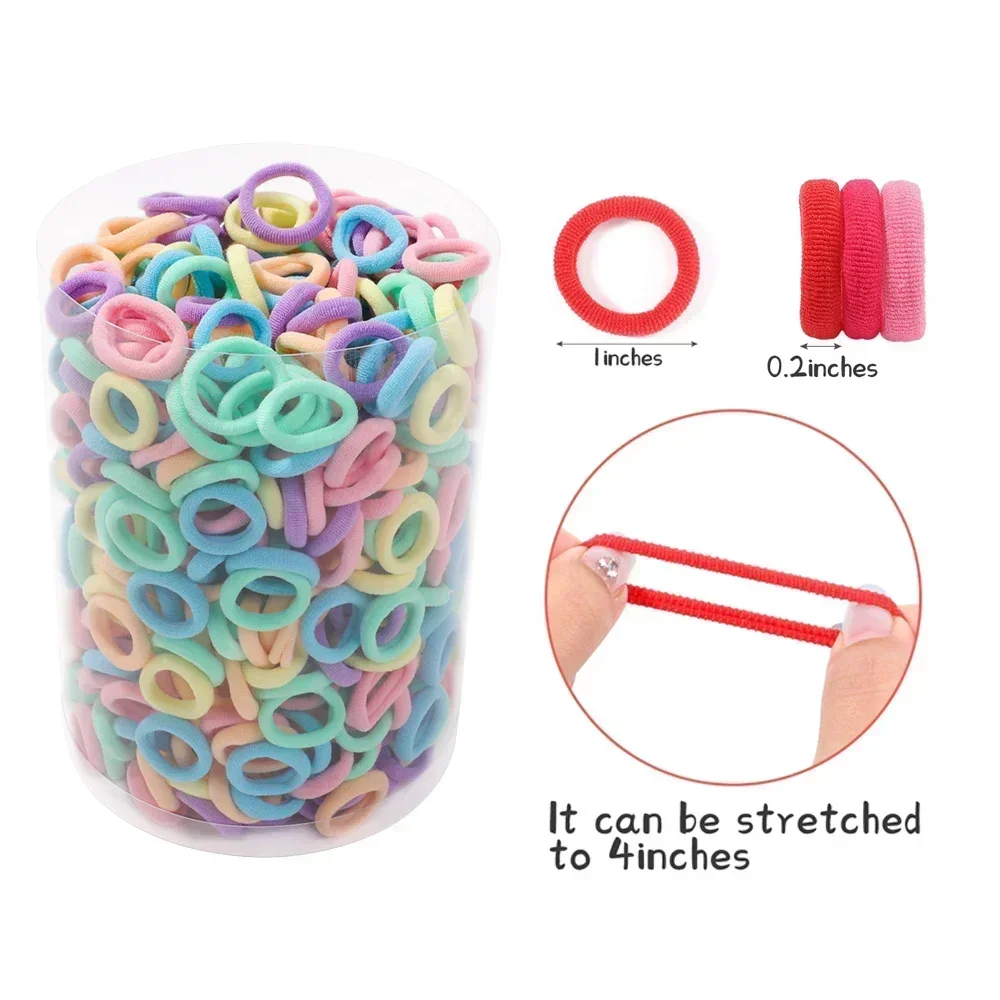 50/100/300 Uds Mini bandas elásticas coloridas para el cabello para niñas accesorios para el cabello diadema de nailon soporte para cola de caballo para niños adorno Scrunchie