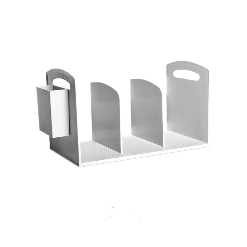 Enkel bordhylde desktop bogreol kombination opbevaringsstativ kontorartikler arkiv rack studerende reol med pen holder kasse: Hvid