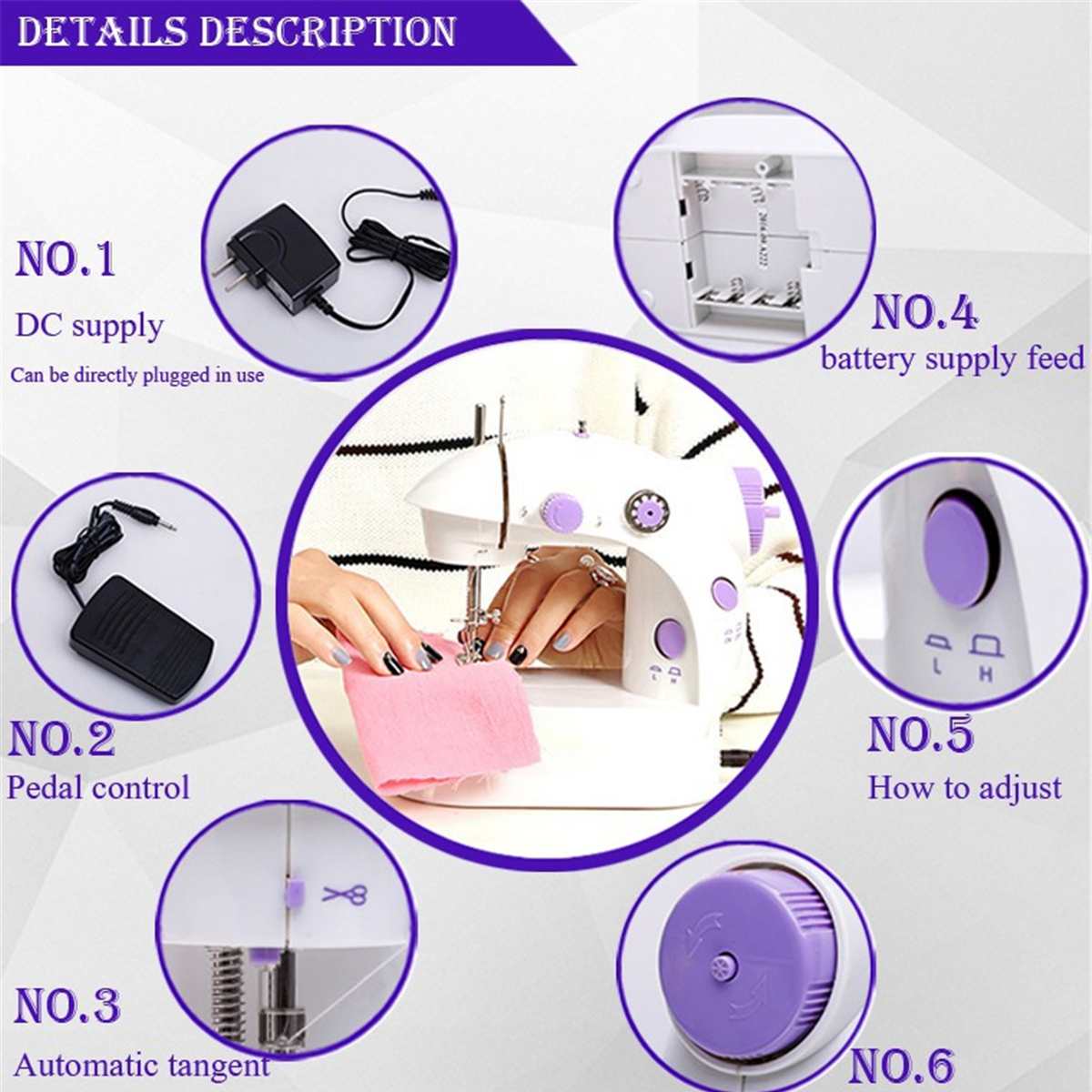 Electric Sewing Machine Handheld Mini Sewing Device Home Hand Machine To Sew Adjustable Speed Sewing Machines With 33