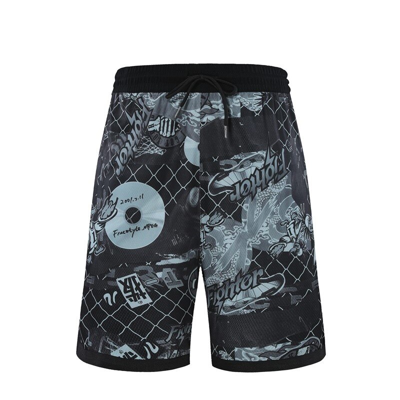 HOWE AO Man Plus Size M-3XL Summer Style Beach Short Breathable Quick Dry Loose Casual Printing: Black / XL