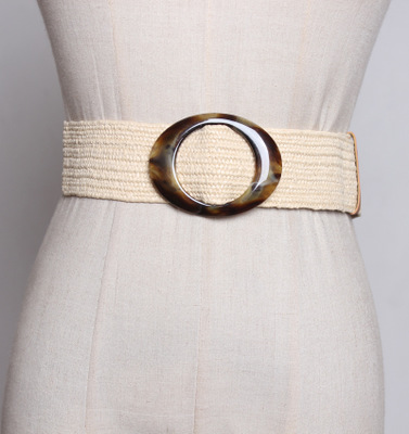 Mulheres boêmio Étnica Cinto Largo Cinto Simples para o Vestido Da Senhora e Casaco com Rodada Pin Cinto Cinto de Malha de Alta Qualidade para o Partido: Apricot