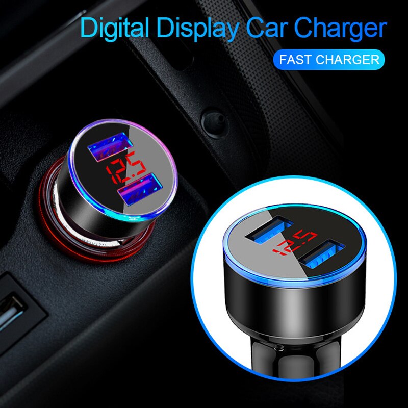 4.8a carregador de carro do telefone móvel carregamento rápido adaptador carro com display led para xiaomi mi9 huawei p30 p20 usb carregador iphone 11x7