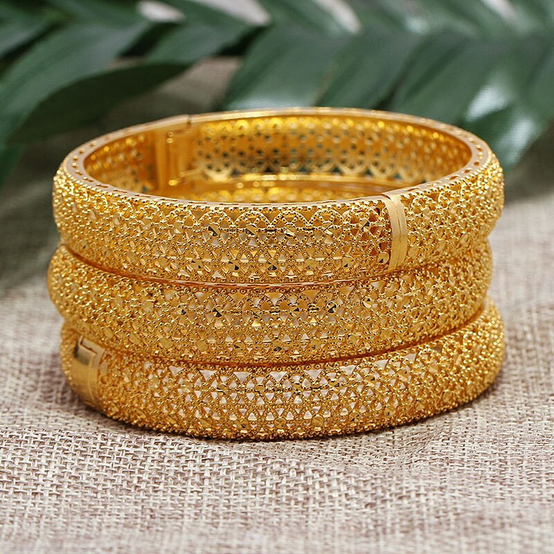 Livre escolha ouro cor pulseiras de casamento para mulheres noiva pode abrir pulseiras indiano/etíope/frança/africano/dubai jóias presentes: 3pcs