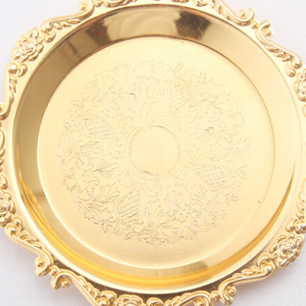 Delicate Fruit Platter Dessert Plate Cake Dish Snacks Tray Decorative Tableware for Wedding Party Home (Golden)