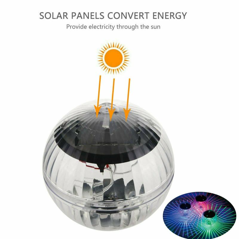Luz LED de discoteca para piscina, foco impermeable de energía solar, multicolor, lámpara de deriva de agua flotante, de seguridad,