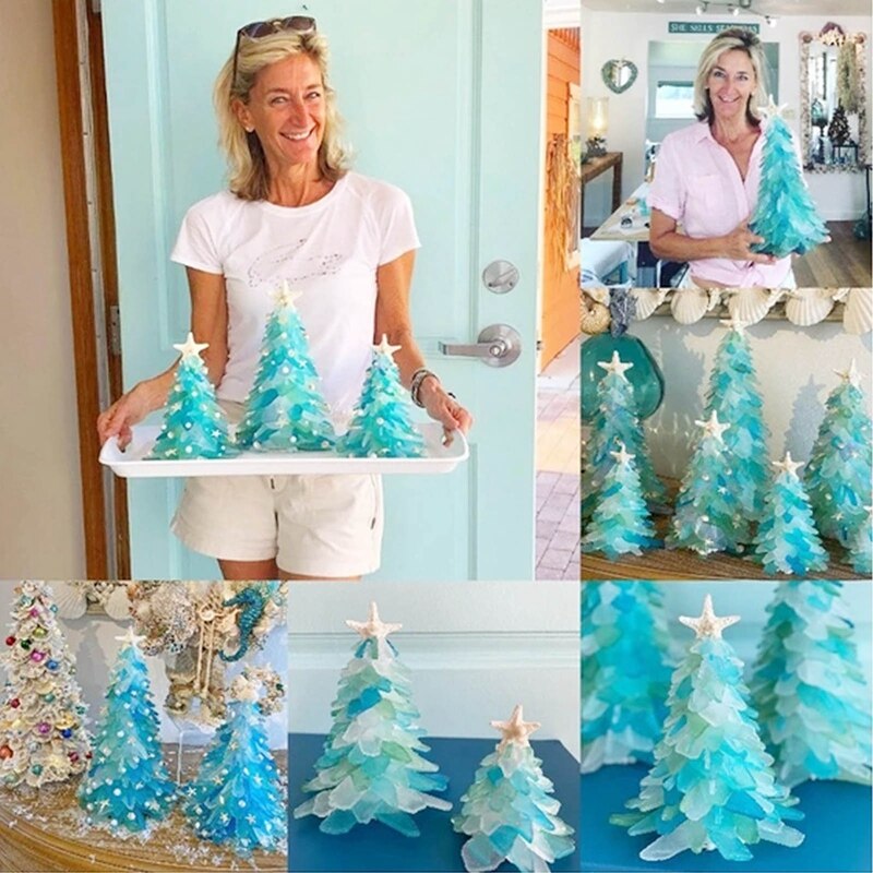 Mini Christmas Tree DIY 20cm Desktop Blue Christmas Tree For Home Santa Clause Merry Christmas Party Decorations
