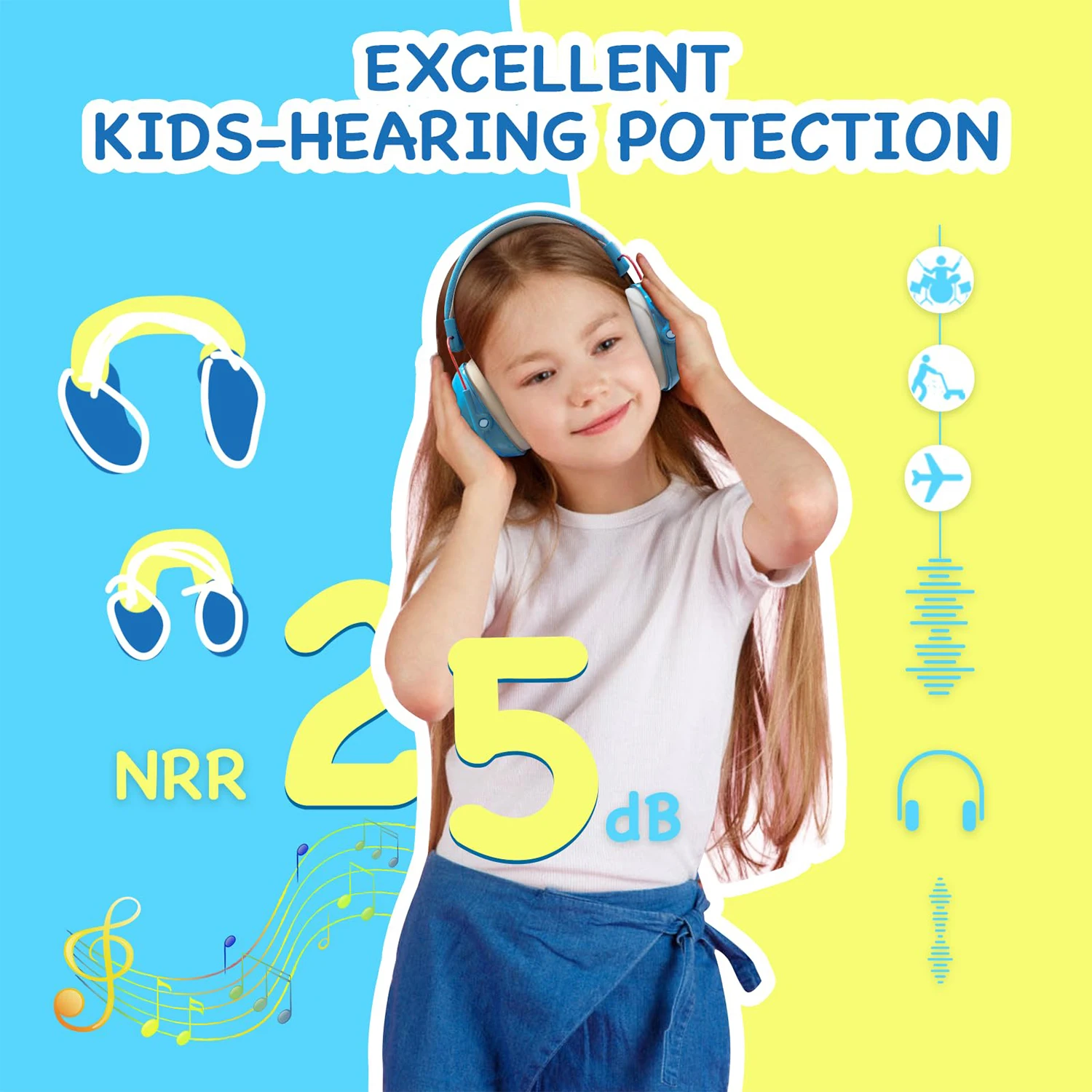 K40 Orejeras de seguridad para protección auditiva para niños, [actualizadas] Protectores auditivos para niños tienen problemas sensoriales