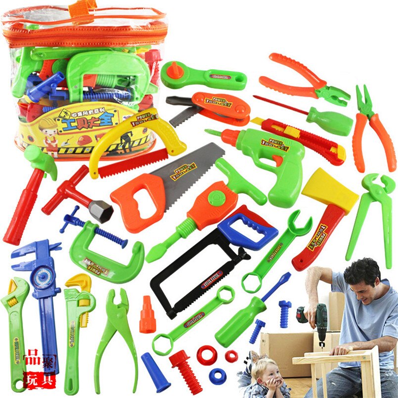 32 Stks/set Diy Repair Tools Pretend Play Speelgoed Set Kinderen Simulatie Creatieve Outdoor Plastic Educatief Speelgoed Kit Voor Jongens