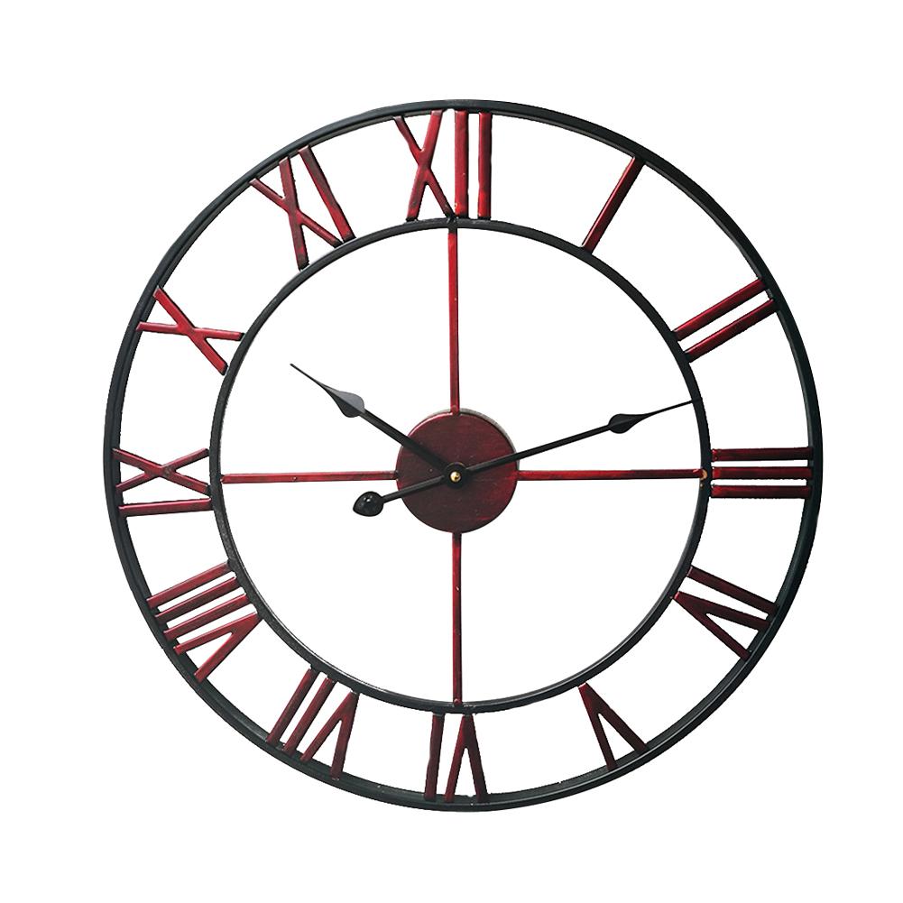 Wandklok Moderne Eenvoudige Creatieve Ijzeren Muur Horloge Voor Woonkamer Loft Cafe, stille Romeinse Cijfers Beweging Horloge 16 Inch: A