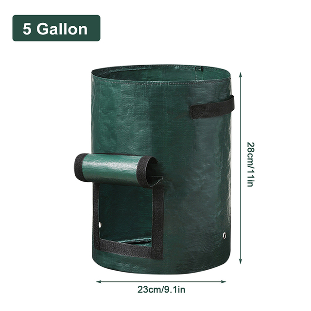 Garden Grow Bags 3/5/7/10 Gallon Plant Growing Bags PE Vegetable Planter Growing Bag DIY Fabric Grow Pot Potato Onion Bag: light green