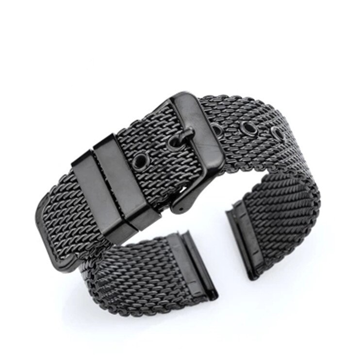 18mm 20mm 22mm 24mm Premium Mesh Milanese Loop strap Stainless Steel Watch band Metal Watchbad Replacement Watchband Bracelet: Black / 22mm