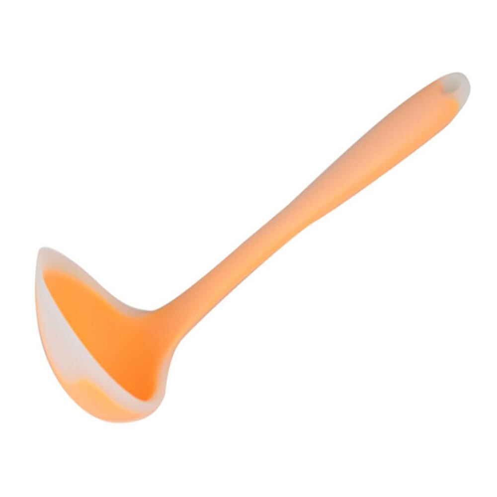 Translucent Nonstick Silicone Spoon High-Temperature Anti Handle Soup Spoon Kitchen Cooking Tools Accessories Spoon: yellow