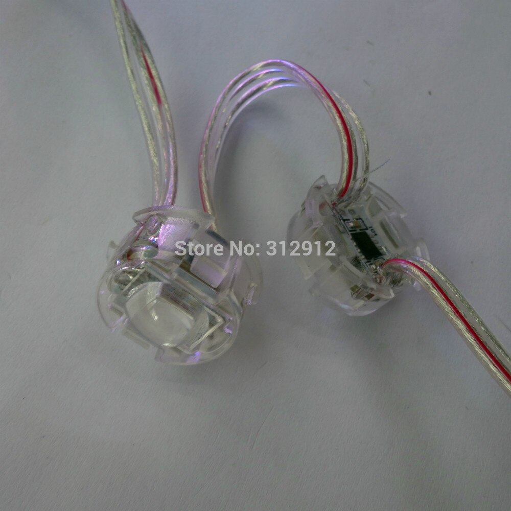 Dia-20mm 50 stks DC5V WS2811 5050 SMD pixel module; IP68 nominale; transparante draad; met len bedekt de led