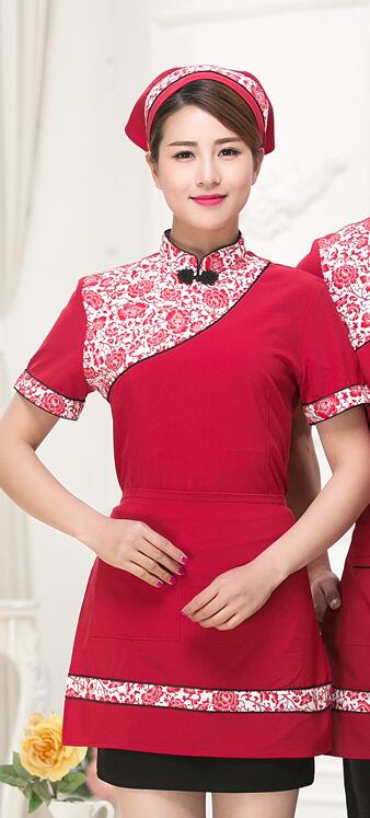Mannen Vrouwen Hotel Werk Uniform Zomer Vrouwelijke Westerse Restaurant Ober Uniform Korte Mouwen Serveerster Uniform Bar Overalls: Women red / XXXL