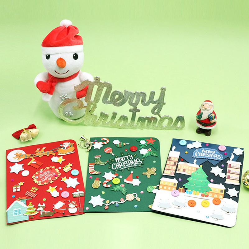 3pcs/set Of Christmas Diy Handmade Greeting Card, Christmas Year Greeting Card, Greeting Card And Envelope
