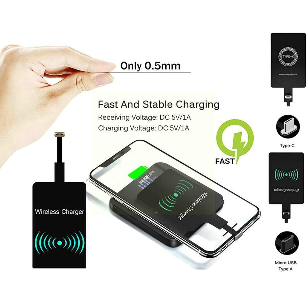 Zwarte Draagbare Draadloze Opladen Ontvanger Patch Voor Android Type-C Mobiele Telefoon Universele Mobiele Telefoon Accessoires G9u0