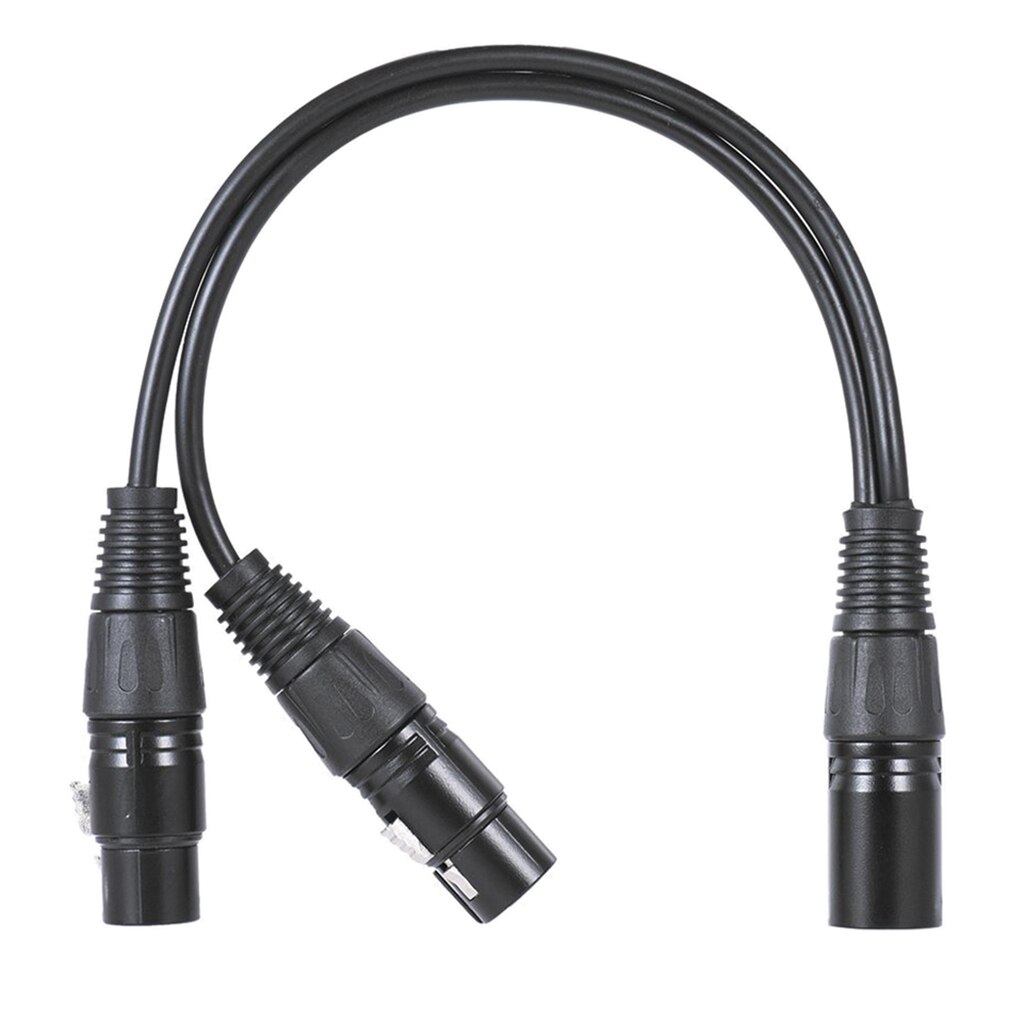 0.3m/1ft XLR Y Splitter 3-Pin Male to Dual Female Mic Microphone Cable Cord