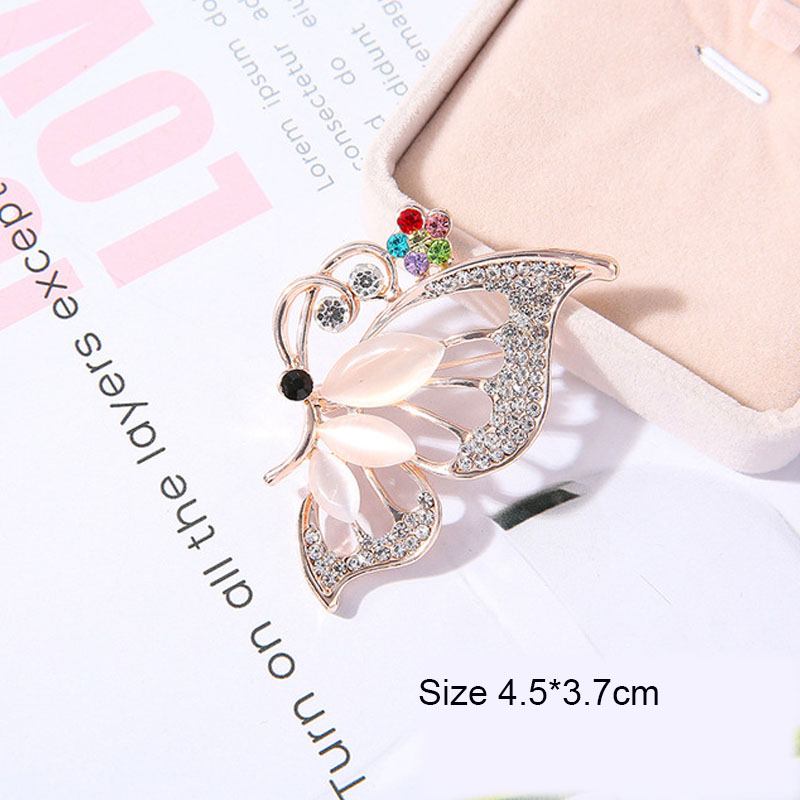 Broche fleur en pierre opale à la , accessoires de vêtement, d'anniversaire pour femmes, broche en strass: COULEUR OR ROSE