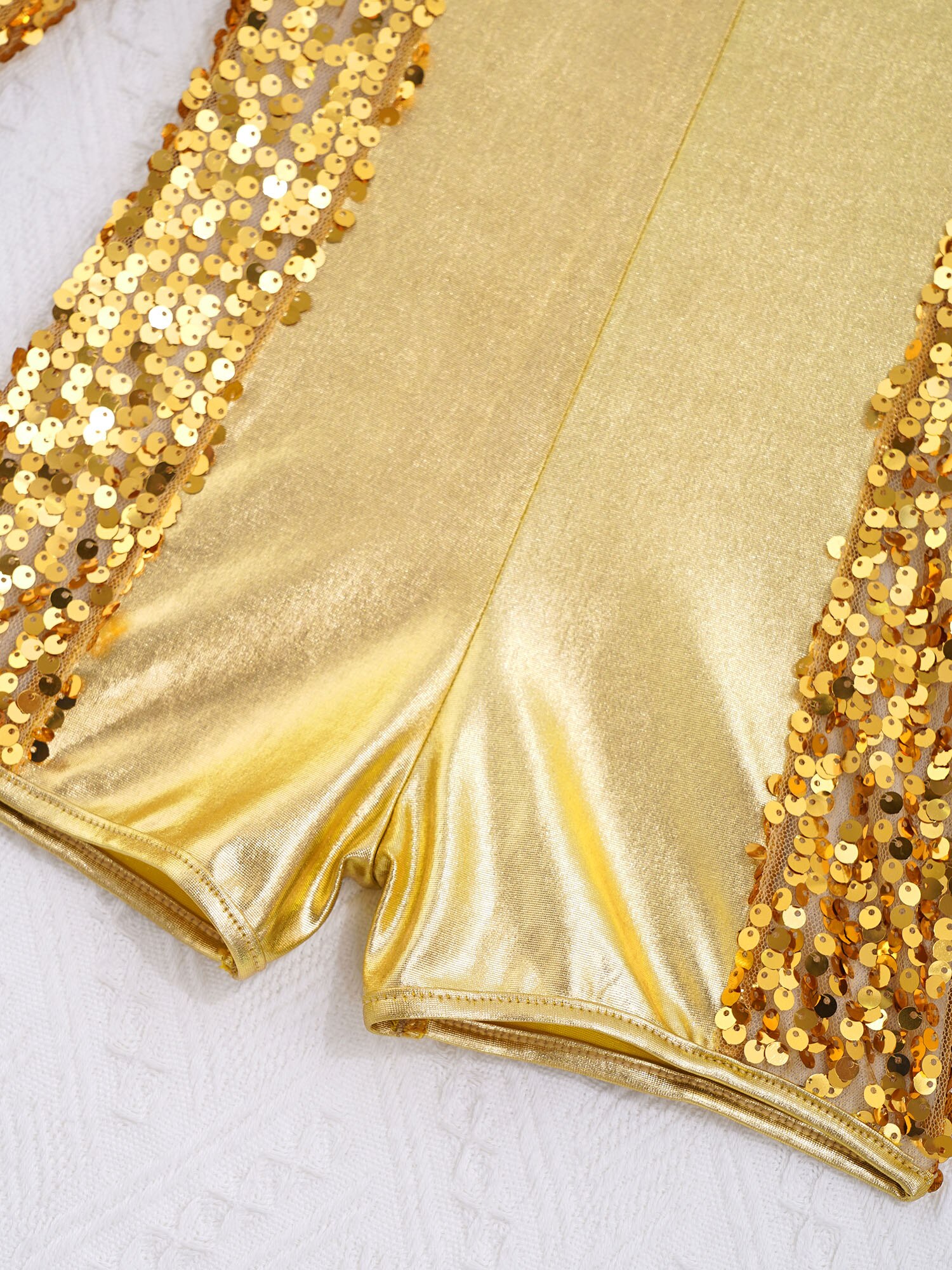 Kids Boy Girl Ballet Dance Gymnastics Leotards Bodysuit Long Sleeves Shiny Sequins Jumpsuit Unitard Gym Ballet Dancer Dancerwear