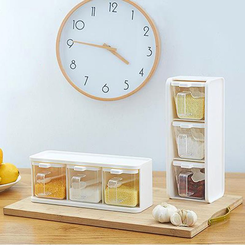 Spice box with lid storage container transparent handle kitchen spice jar