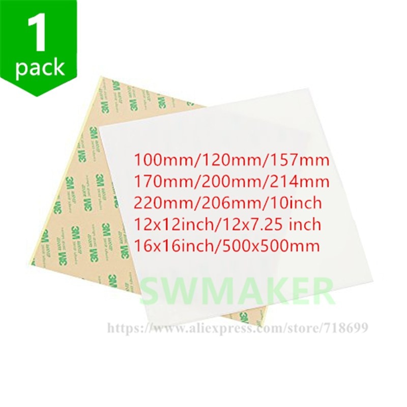 SWMAKER 1pack PEI sheet 3D Print Build Surface Polyetherimide PEI Sheet 8''/220mm/10''/12''/16''/500mm