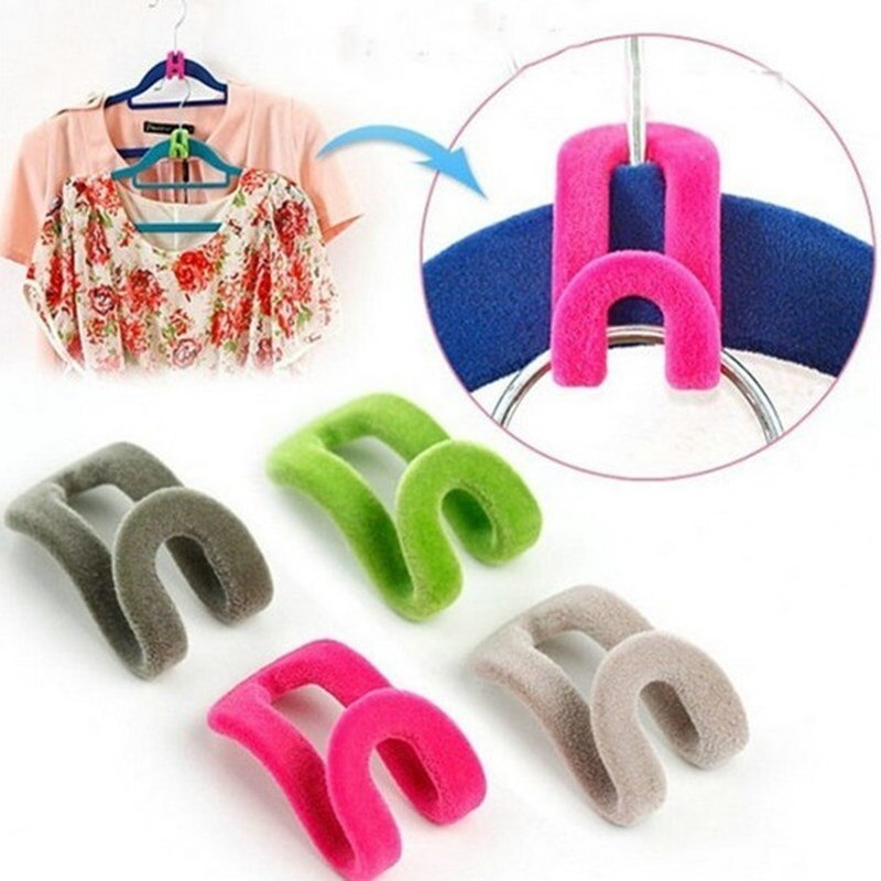 Juego de 10 unidades de ganchos colgantes mágicos de flocado para colgar ropa, accesorios, estante multifuncional, organizador de ropa, almacenamiento para el hogar