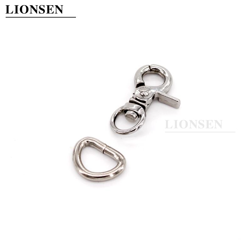 Lionsen 8Sets Metalen Trigger Sluitingen Clips Snap Gesp Haak D Ring Voor Sleutelhanger Diy Tas Sleutelhanger Handtas Hardware accessoires: Zilver