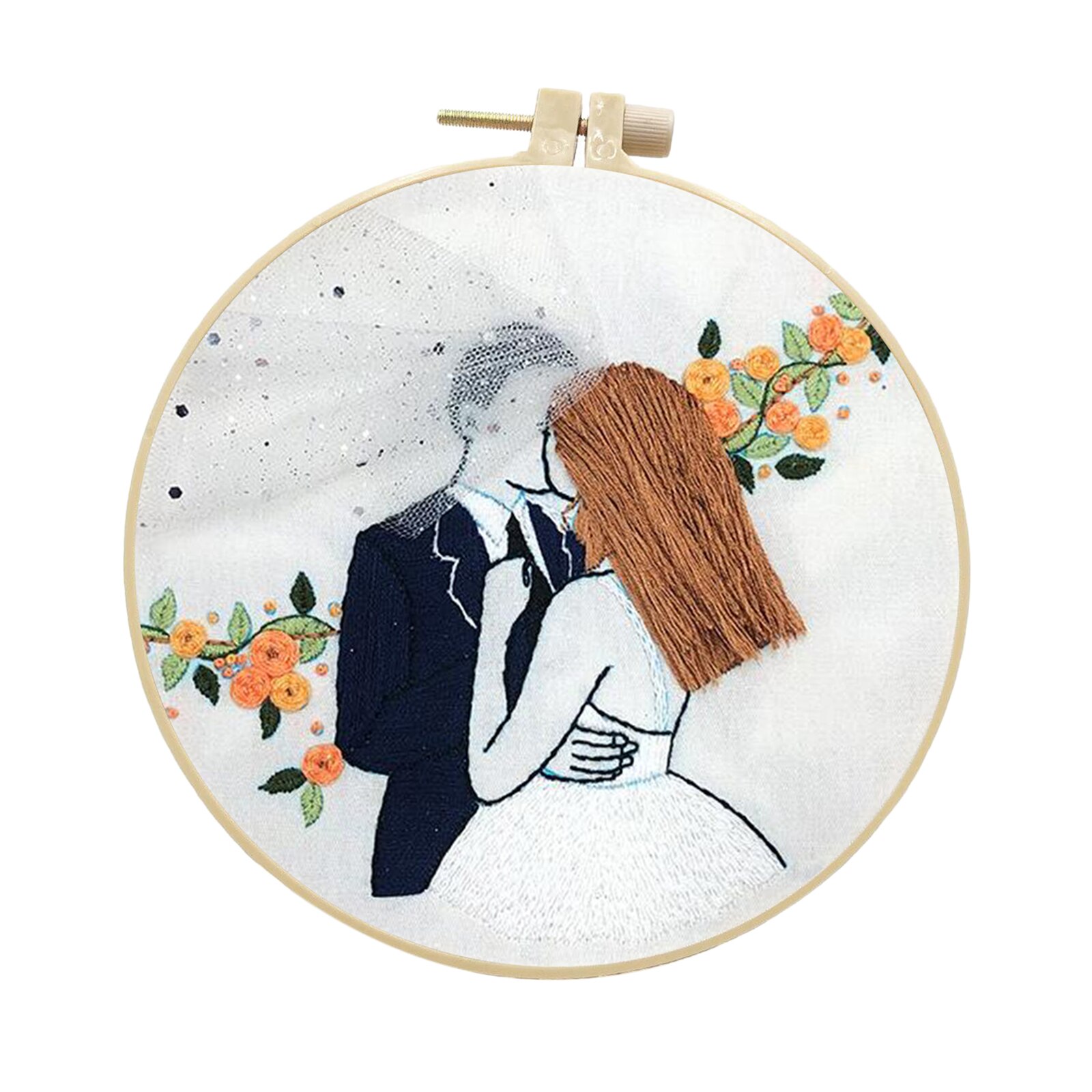 1 Set Embrodiery Starter Kits Soft Yarn Valentine's Day Decoration 20cm