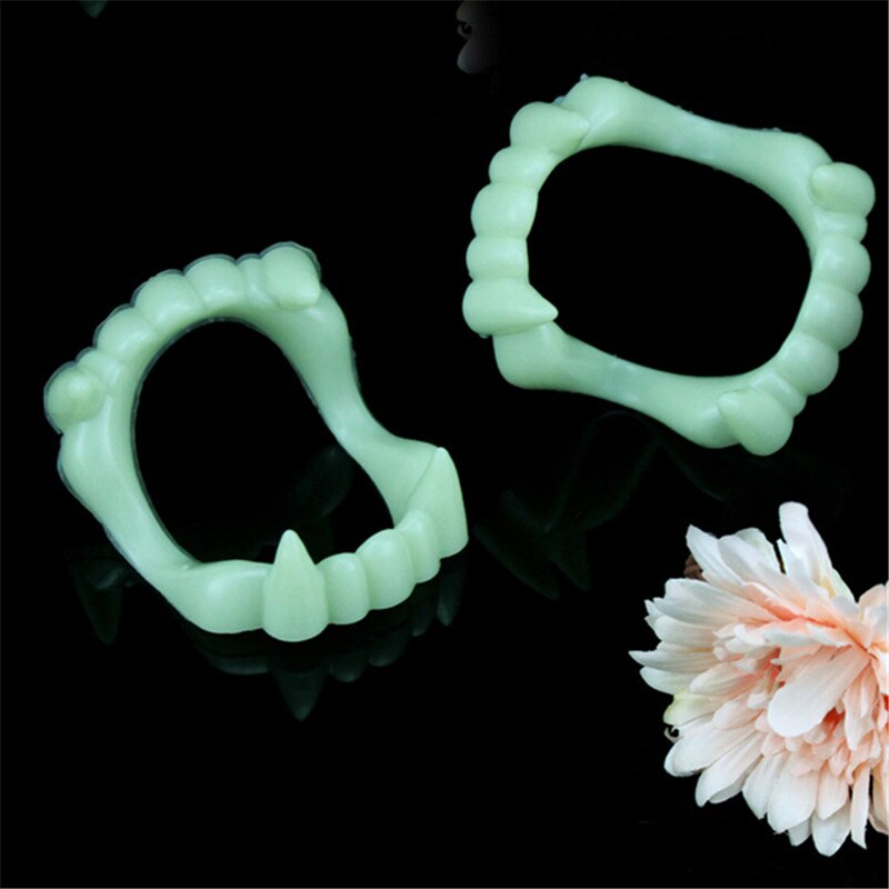 50pcs/lot Glow in the Dark Toys interesting toys Halloween props supplies luminous horror False teeth