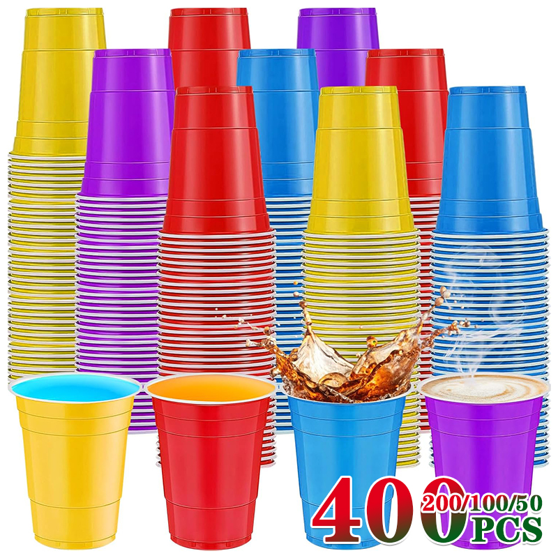 Copos plásticos descartáveis, 50-400 peças, mini copos multicoloridos para festa, churrasco, festa de natal, degustação, acampamento, piquenique