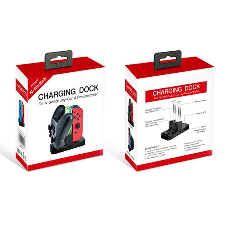 Uppgraderingsversion usb spelkontroll handtag laddare färgglad för switch fyra ladda plast för pro handtag laddare bas