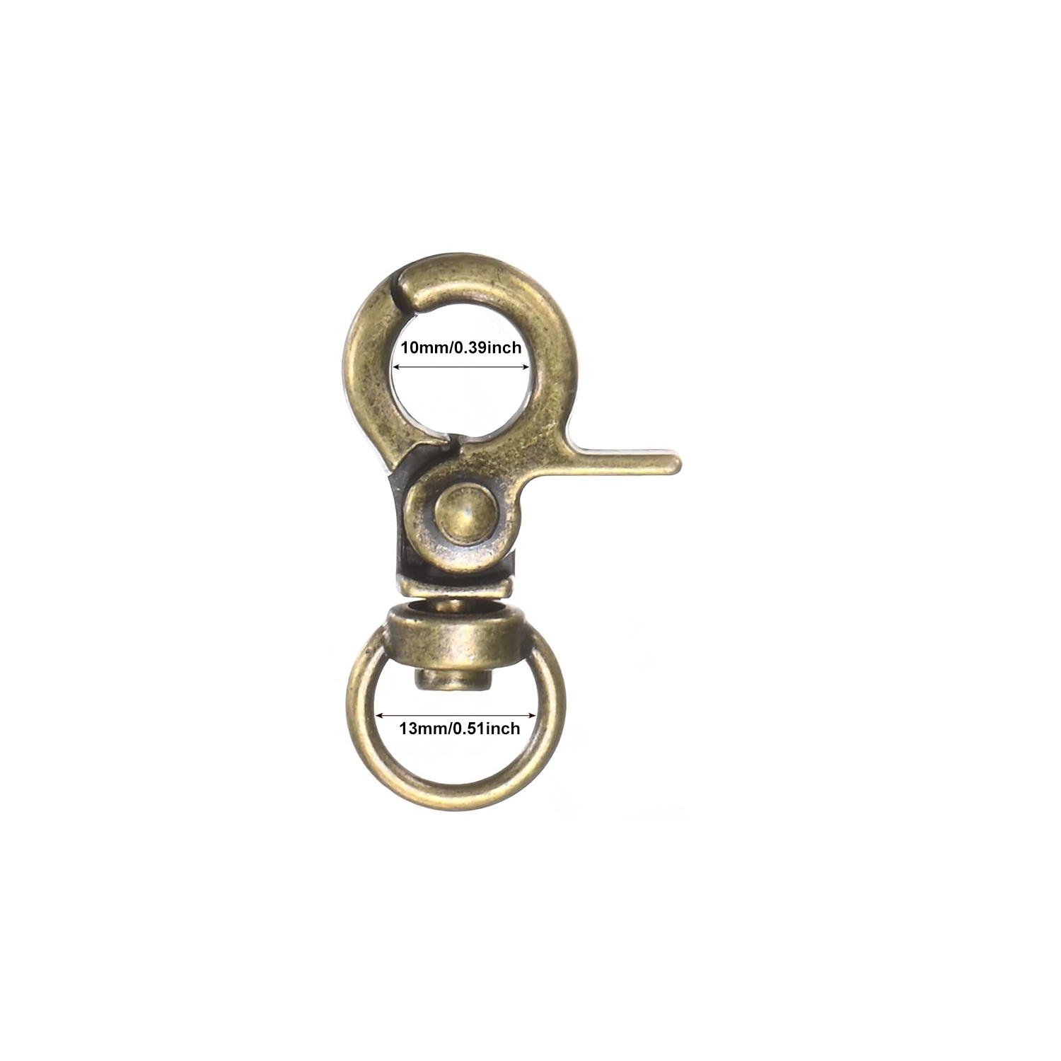 4-20 stuks 13/26mm metalen karabijnhaak sleutelhanger, draaibare haak voor tas, hondenriem, riem, portemonnee, sleutelhangers, karabijnhaak hardware: 6 # / Antiek koper