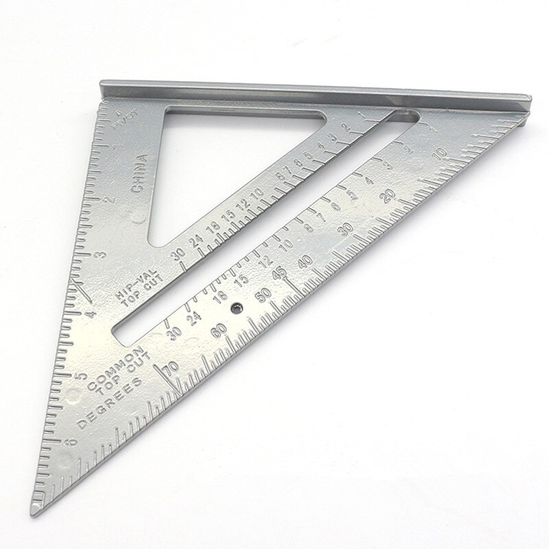 7'' Triangle Protractor Aluminum Alloy Gauges Speed Square Measuring Ruler Miter For Framing Building Carpenter Measuring Tools