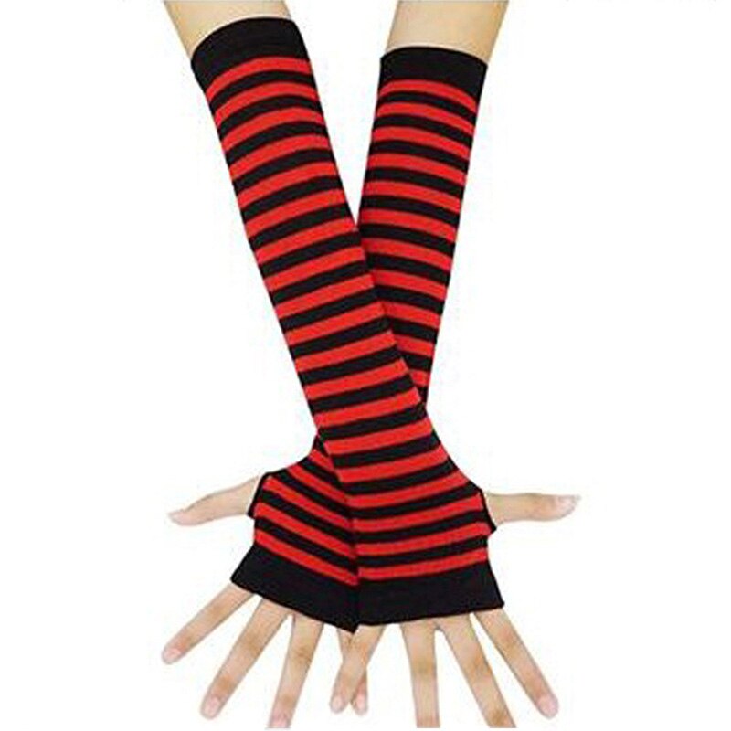 Summer Women Men stripe Print Wrist Arm Warmer Thin Stretchy Summer Sun Protect Long Arm Warmer Elbow Gloves Sleeves