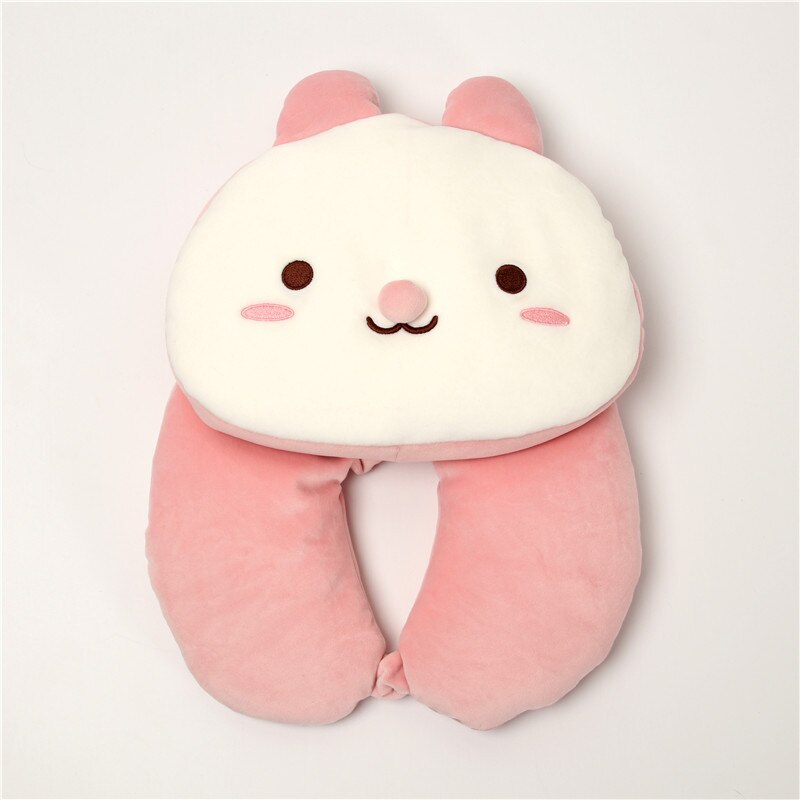 Cartoon U Vorm Auto Nekkussen Memory Foam Transformator Hoofdsteun Ondersteuning Rest Vliegtuig Reizen Kussens Dier Konijn Kikker Varken Beer