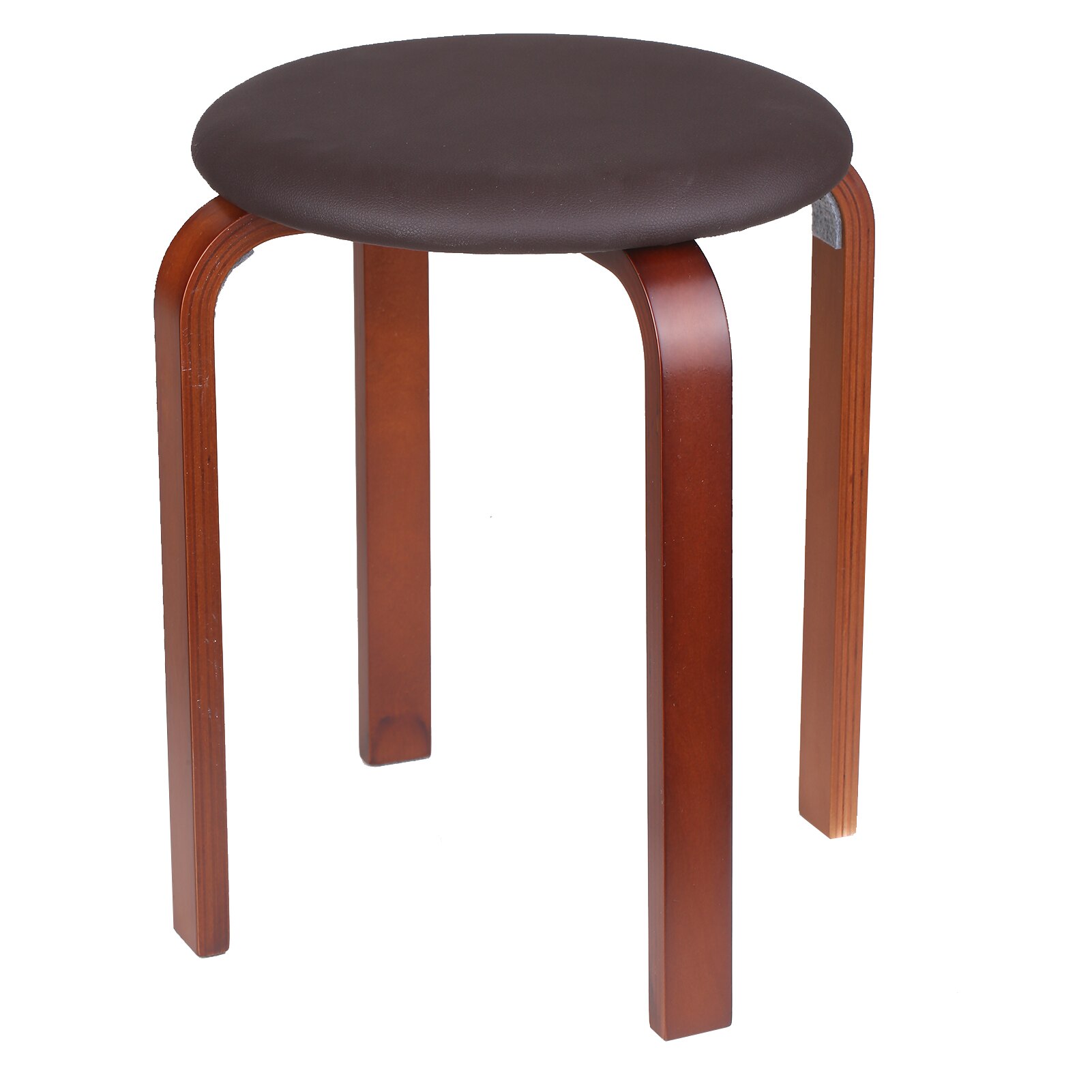 Wooden Stool Solid Wood KD Stool Stackable Leather Cushion Padded Round Stool Backless Chair for Home / Restaurant / Cafe / Bar: coffee
