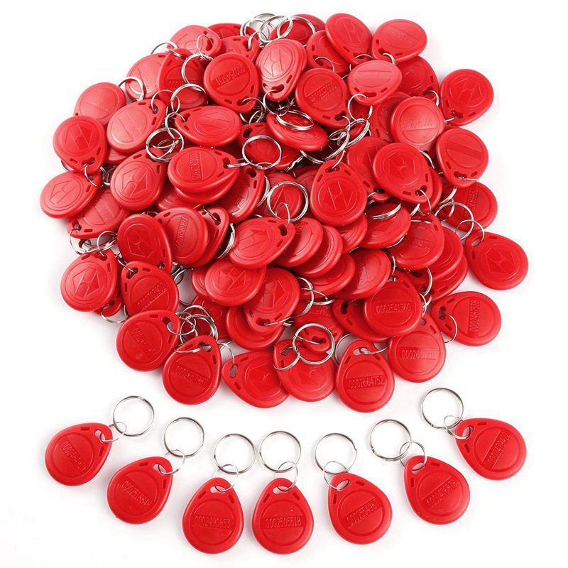 Badge d&#39;identification RFID pour télécommande, 100 pièces, carte d&#39;identification pour système de porte, Badge d&#39;entrée, serrure à jeton 125KHZ, rouge: Default Title